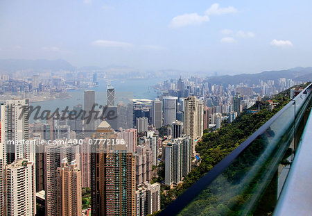 HONG KONG, CHINA - APRIL 29, 2012: Hong Kong Skyline from Victoria Peak on April 29, 2012 in Hong Kong