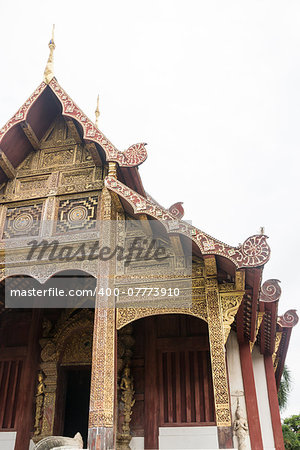 Ancient lanna style of wooden temple is a public place