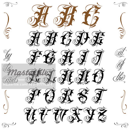 Famous tattoo old english vector lettering