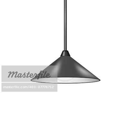 Retro hanging lamp in black design on white background
