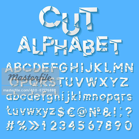 Paper alphabet with cut letters. Vector illustration