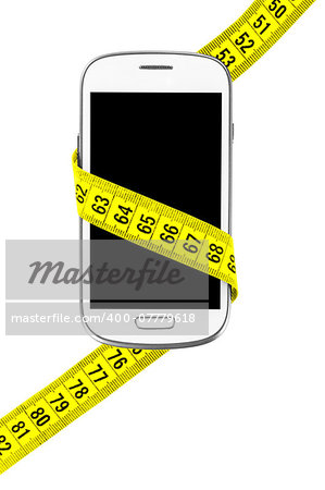 phone measuring tape on an isolated white background