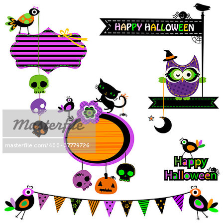 Halloween funny design elements set