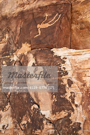 Falling Man petroglyph, Gold Butte, Nevada, United States of America, North America