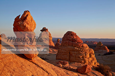 Sandstone formatios at first light, Coyote Buttes Wilderness, Vermilion Cliffs National Monument, Arizona, United States of America, North America