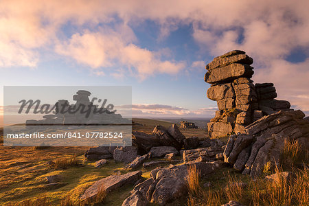 Gorgeous evening light at Great Staple Tor in Dartmoor National Park, Devon, England, United Kingdom, Europe
