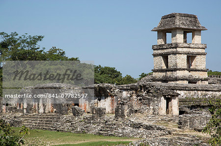 The Palace with Tower, Palenque Archaeological Park, UNESCO World Heritage Site, Palenque, Chiapas, Mexico, North America