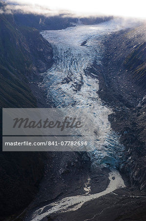 Aerial of Fox Glacier, Westland Tai Poutini National Park, South Island, New Zealand, Pacific