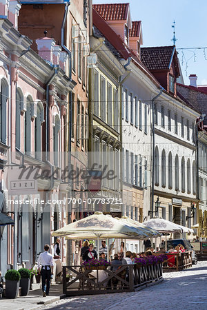 Street scenc with outdoor cafes, Tallinn, Estonia