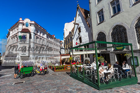 Street scenc with outdoor cafes, Tallinn, Estonia