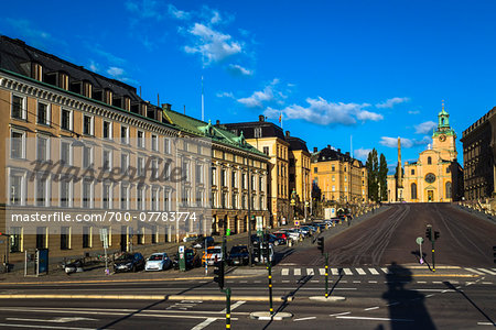 Street scene with view of the Stockholm Cathedral (Church of St Nicholas, Storkyrkan (The Great Church) in Gamla Stan (Old Town) Stockholm, Sweden