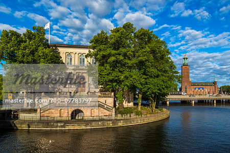 Stromsborg with Stockholm City Hall in the background, Stockholm, Sweden