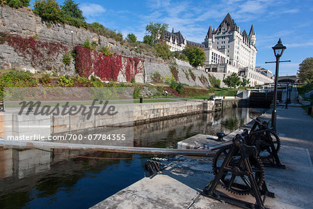 Rideau Canal with Chateau Laurier in the background, Ottawa, Ontario, Canada