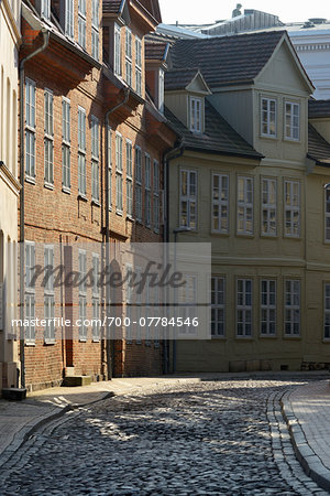 Street scene with historic houses, Schwerin, Germany
