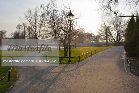 Forked Path in Castle Garden, Schwerin, Western Pomerania, Mecklenburg-Vorpommern, Germany