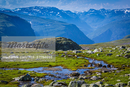 Stream Along Bjorgavegen Tourist Route from Aurland to Laerdal, Sogn og Fjordane, Norway