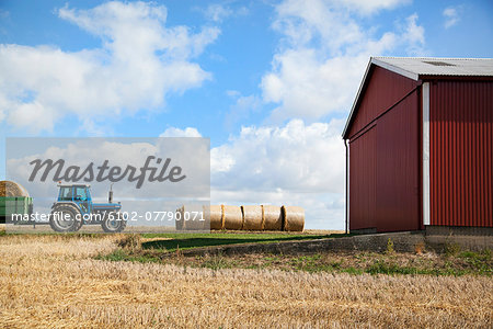 Tractor with bales of hay