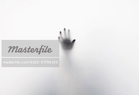 Silhouette of hand on white background