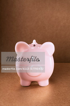 Close up of piggy bank on counter