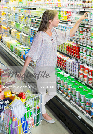 Woman shopping in grocery store