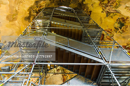 Scaffolding inside of Karlskirche (St. Charles church),Vienna