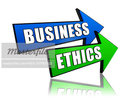 business ethics - text in 3d color arrows, business concept words