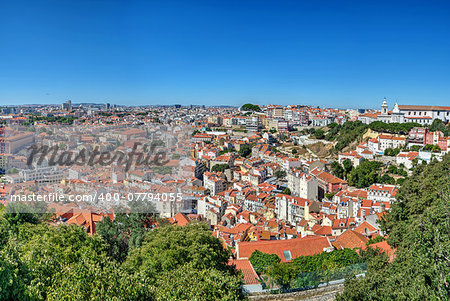 Cityscape in Lisbon, Portugal. On a clear sunny day.