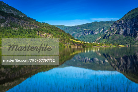 Scenic view of lake, Granvinsvatnet, Granvin, Hordaland, Norway