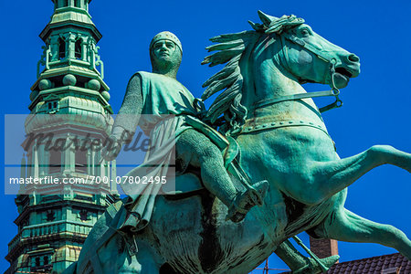 The equestrian statue of Absalon at Hojbro Plads, public square, Copenhagen, Denmark