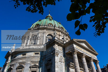 Low angle view of Frederik's Church (known as The Marble Church) Frederiksstaden, Copenhagen, Denmark