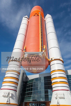 Close-up of rocket outside the Kennedy Space Center, Cape Canaveral, Florida, USA