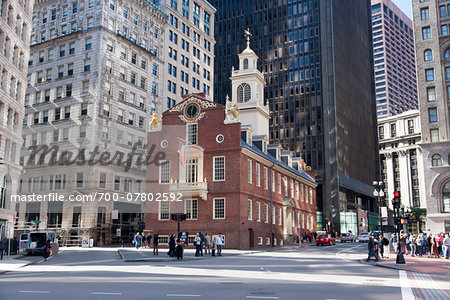 The Old State House, historic building at the intersection of Washington and State Streets, Boston, Massachusetts, USA