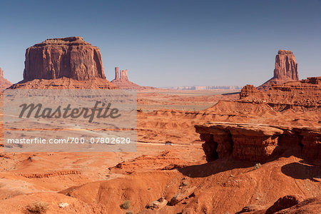 Butte rock formations and scenic landscape, Monument Valley, Arizona, USA