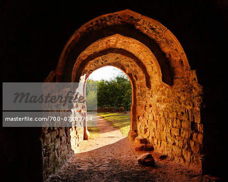 Gateway in Castle, Ruins at Drachenfels, Busenberg, Pfaelzerwald, Rhineland-Palatinate, Germany ,