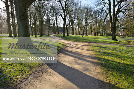 Path through Park in Spring, Husum Schlosspark, Schleswig-Holstein, Germany