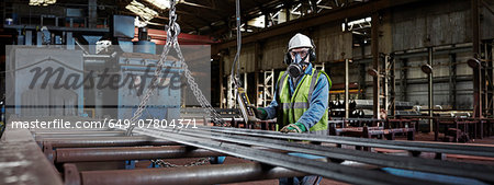 Portrait of a steelworker in his working environment