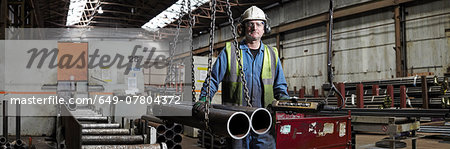 Portrait of a steelworker in his working environment