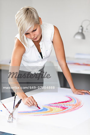 Female artist drawing