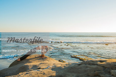 Reverse plank pose, Windansea beach, La Jolla, California