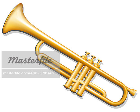 Vector illustration of brass trumpet. Musical instrument