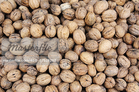 Horizontal background with walnuts