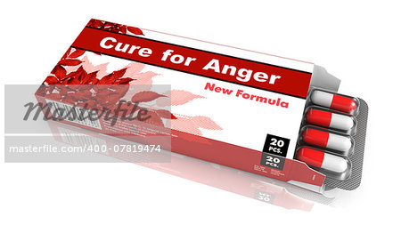 Cure for Anger - Orange Open Blister Pack Tablets Isolated on White.