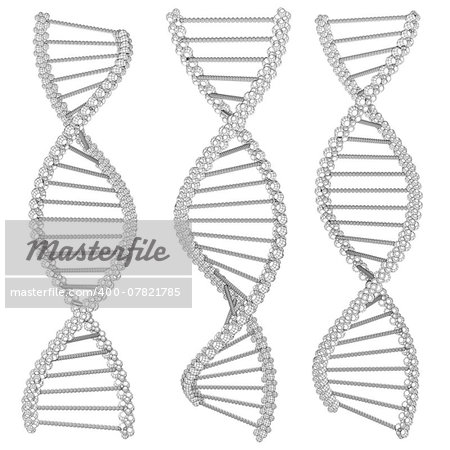 Illustration of wire-frame DNA chain. Isolated background