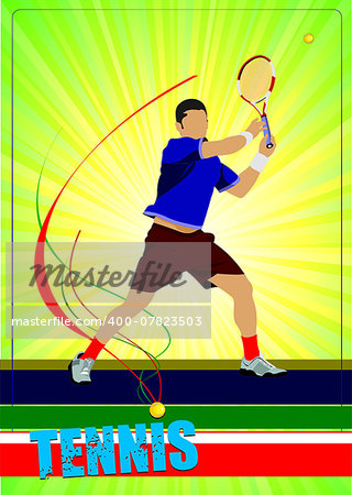 Man tennis player. Colored Vector illustration for designers