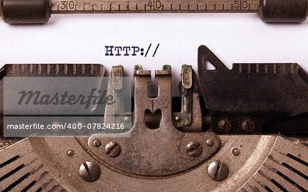 Vintage inscription made by old typewriter, http