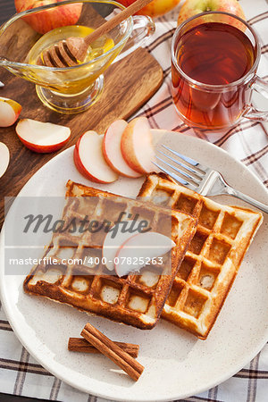 Apple and cinnamon waffles for breakfast