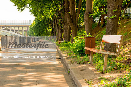 benches in the pedestrian zone on the promenade