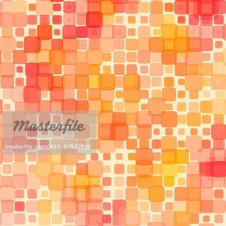 Abstract mosaic background of colored squares with rounded corners for design. red-orange gamma. Vector.