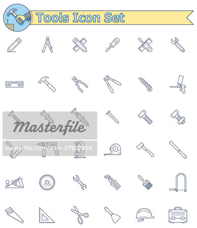 Set of the working tools icons