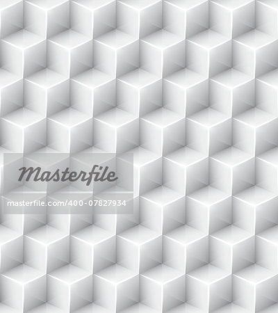 White geometric texture. Vector seamless background with glossy cubes